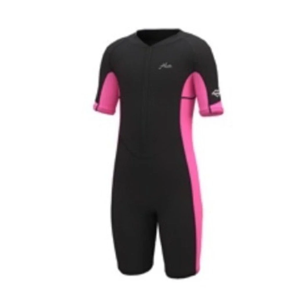Hevto Kids Wetsuit 6 Shorty Girls Toddler Pink Black Neoprene Front Zip Swimsuit